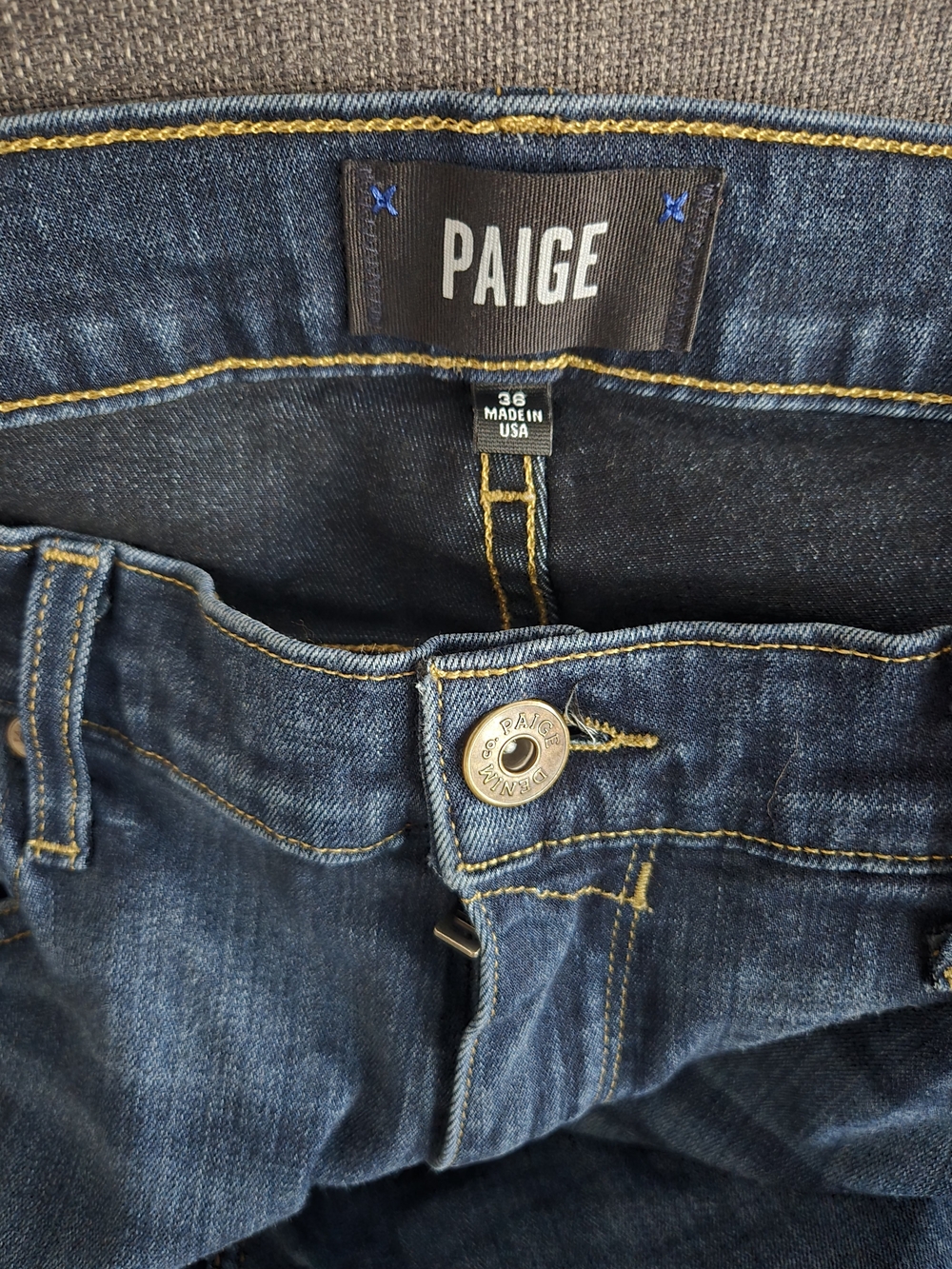 PAIGE Lennox  Dark Blue Denim Jeans - Classic Mid-Rise